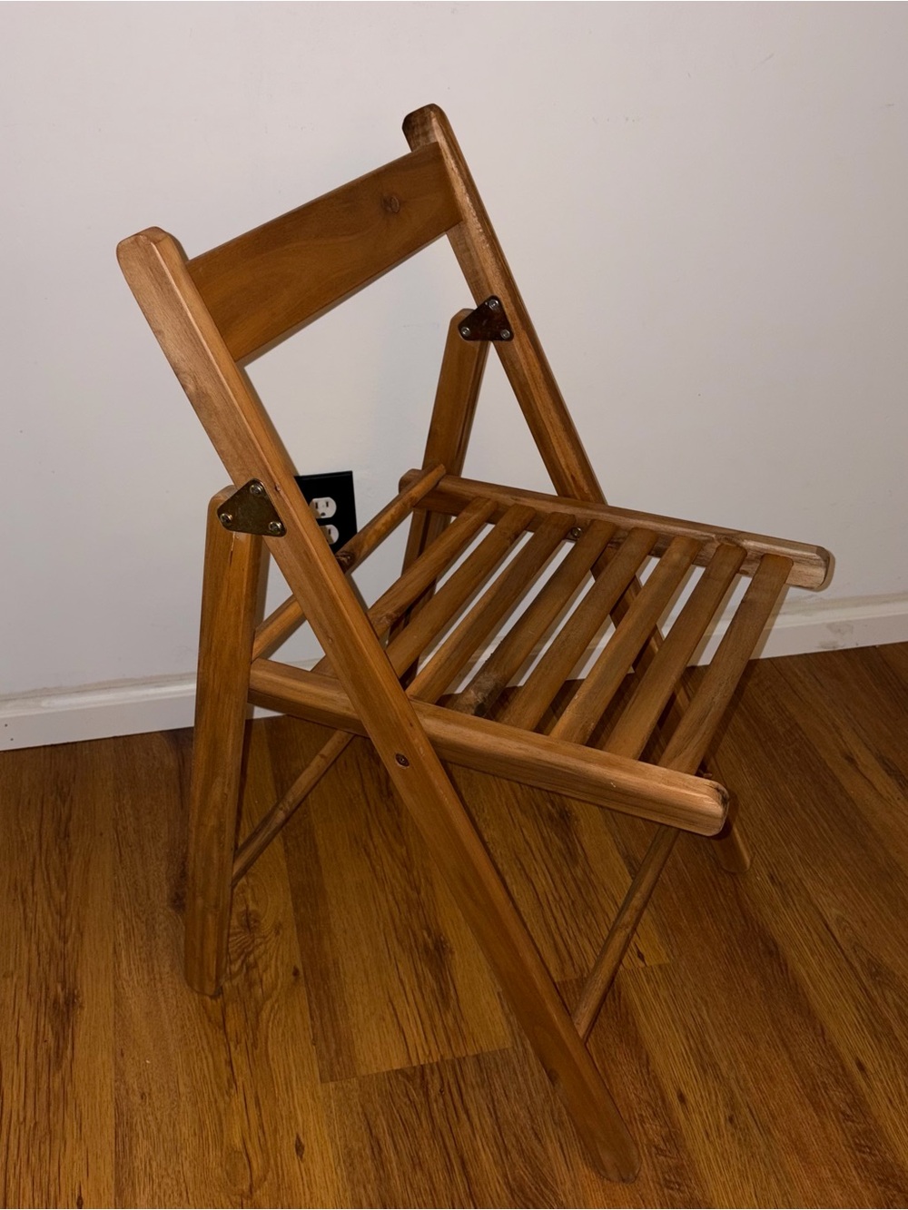Wooden Folding Slatted Chair - Natural Wood